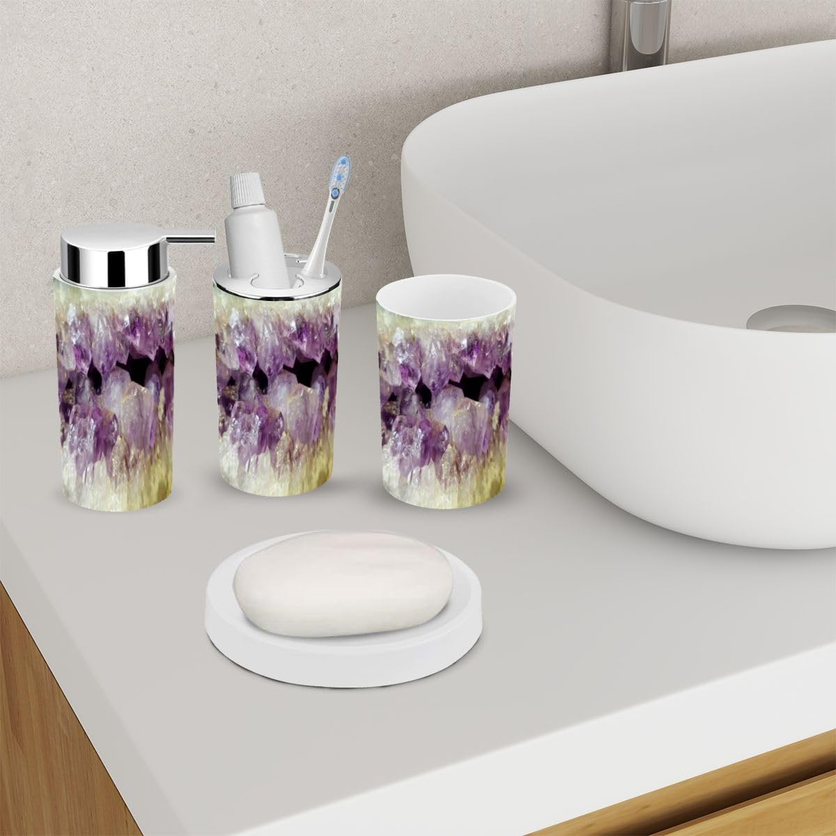 6 Piece Purple Bathroom Accessory Set