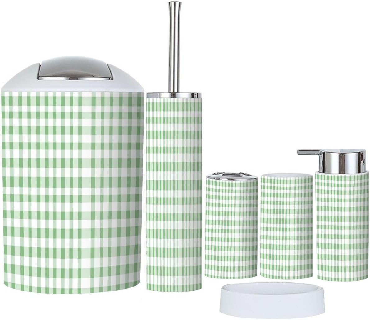 Boho Gingham Bathroom Accessory Set 6 Piece