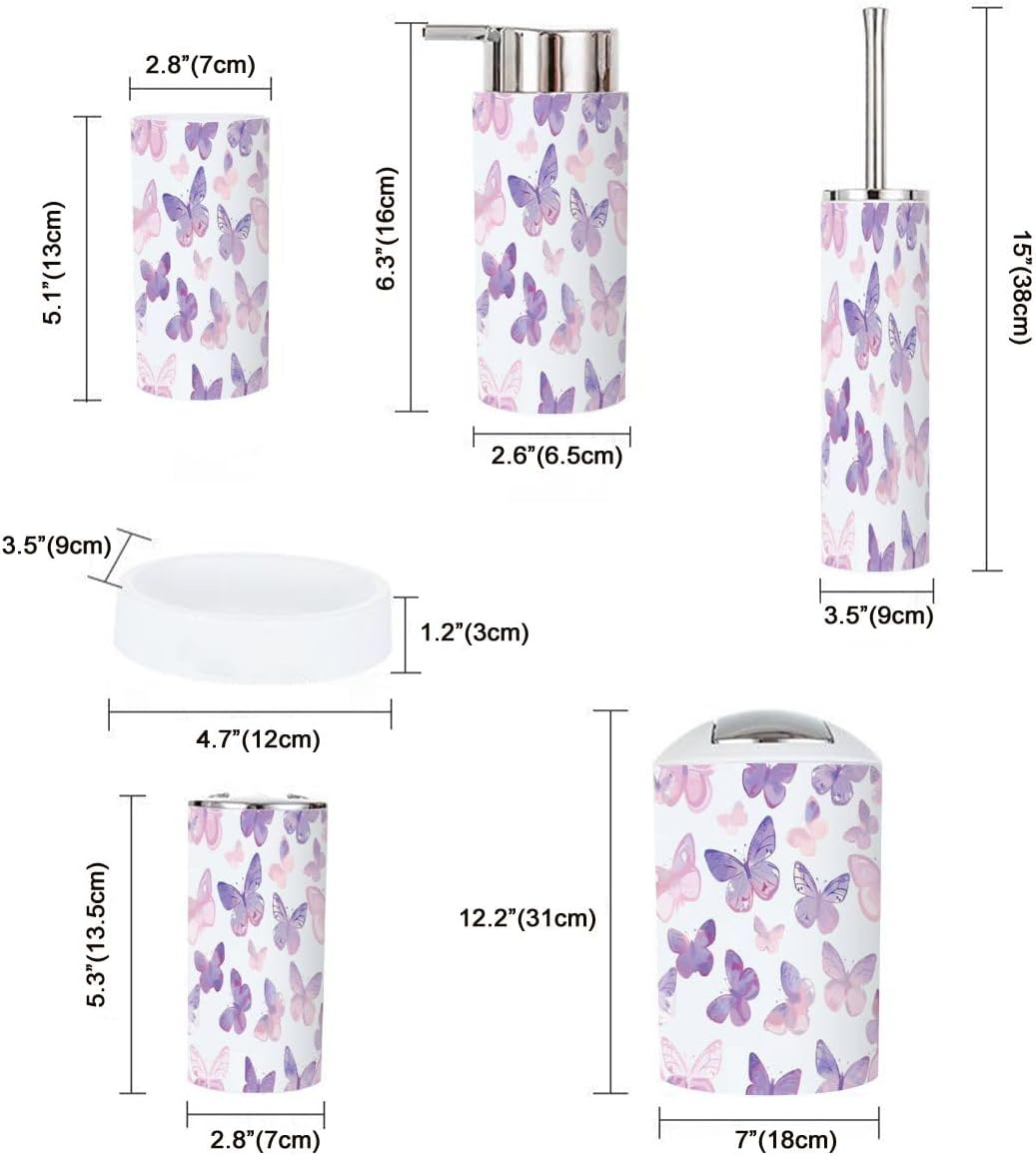 6 Piece Pastel Pink Bathroom Accessories Set
