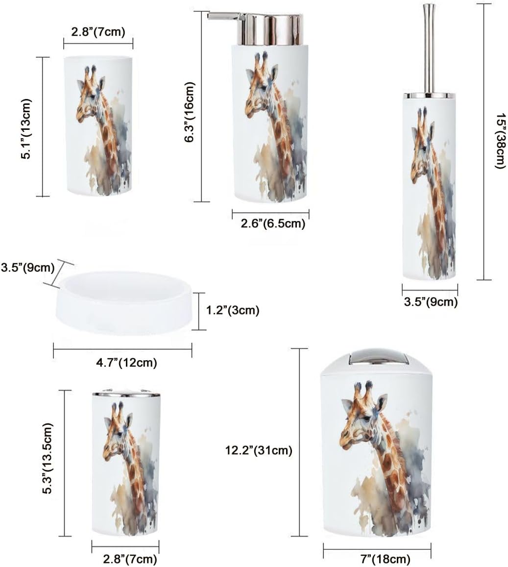 Watercolor Giraffe Bathroom Set 6 Piece