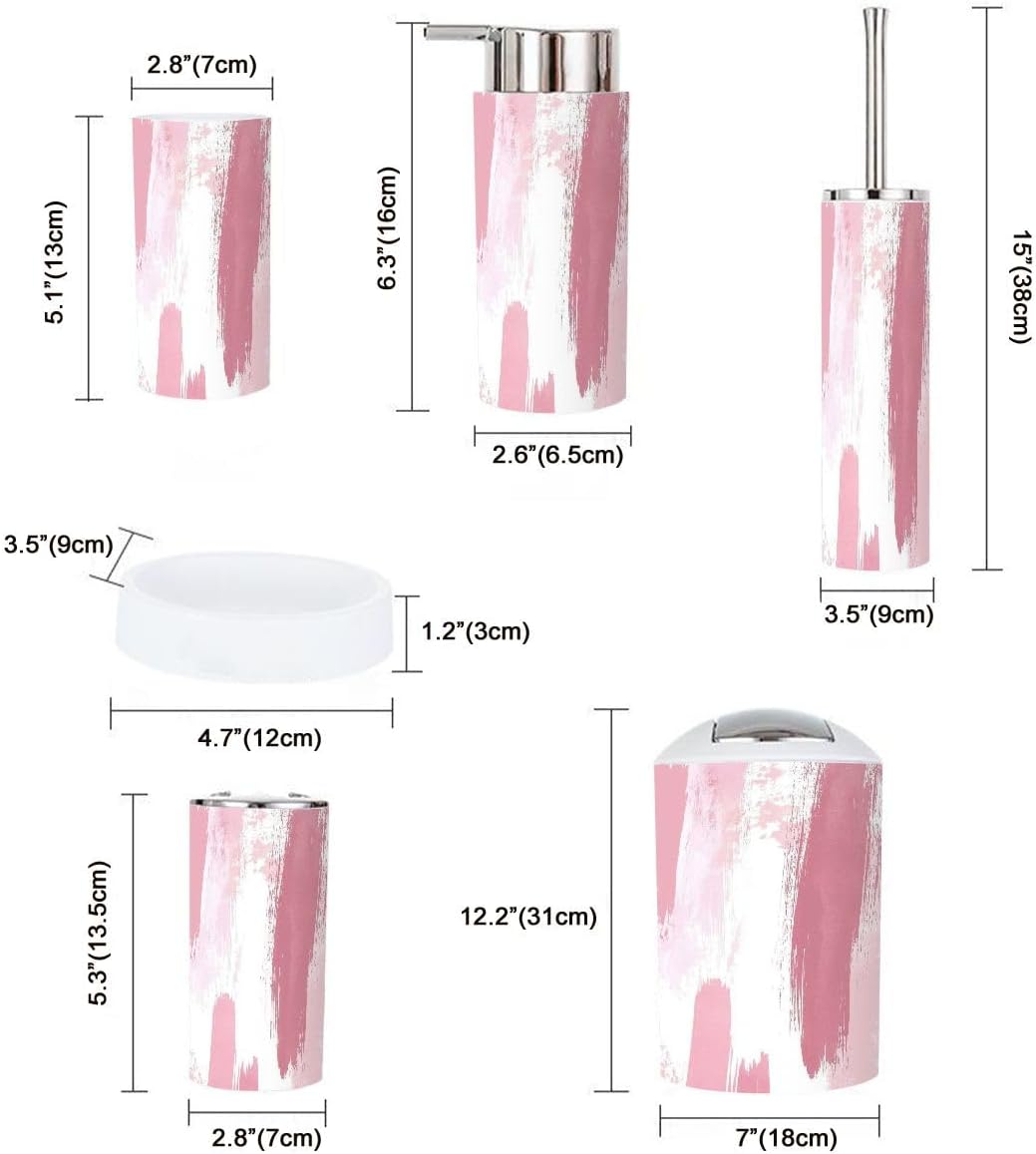 Boho Dusty Rose Bathroom Accessory Set 6 Piece