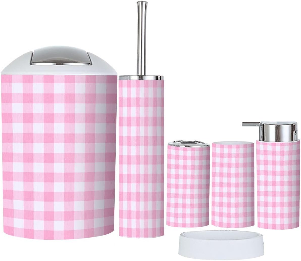 Boho Pink Bathroom Accessory Set 6 Piece