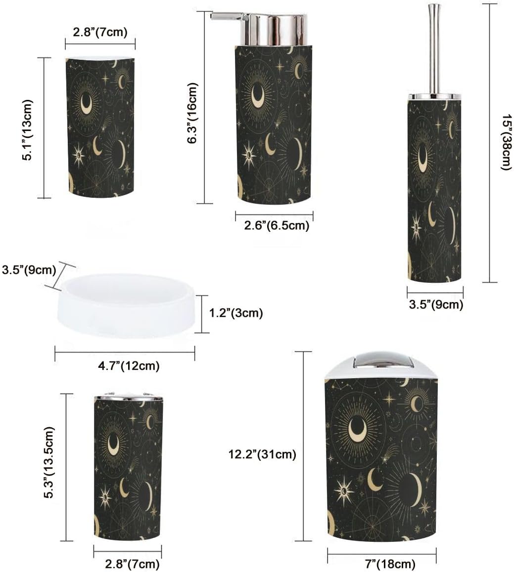 Magic Sun Constellations Bathroom Accessory Set 6 Piece