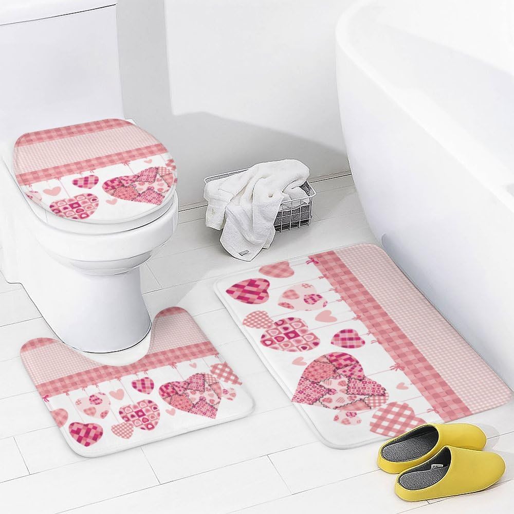 Kuizee Valentines Day 4-Piece Shower Curtain Set