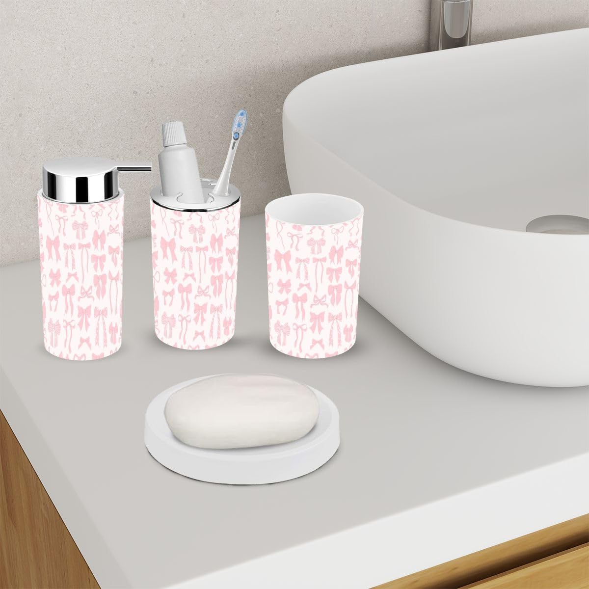 Cute Coquette Bathroom Accessory Set 6 Piece