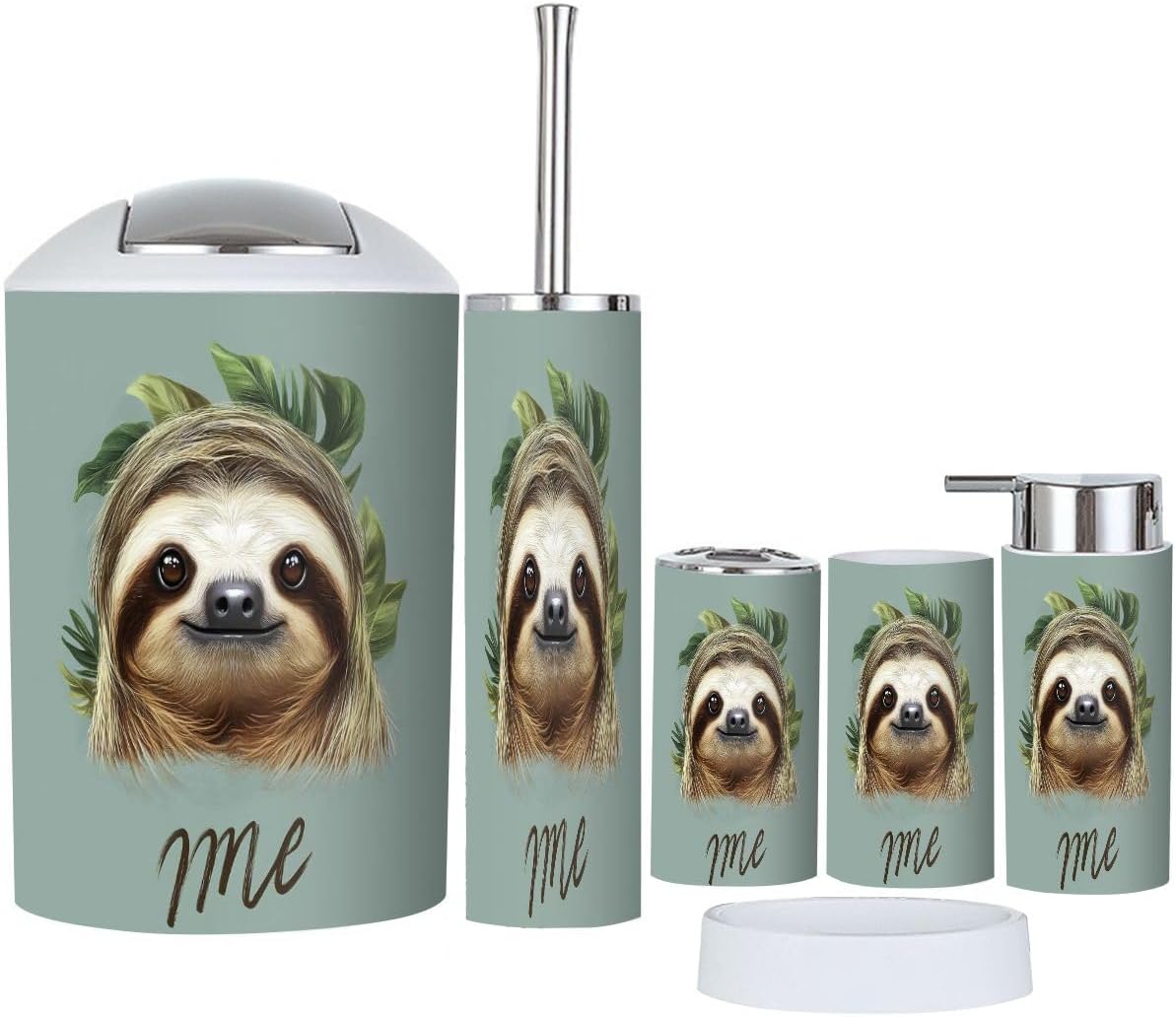 Boho Sloth Bathroom Accessory Set 6 Piece 1