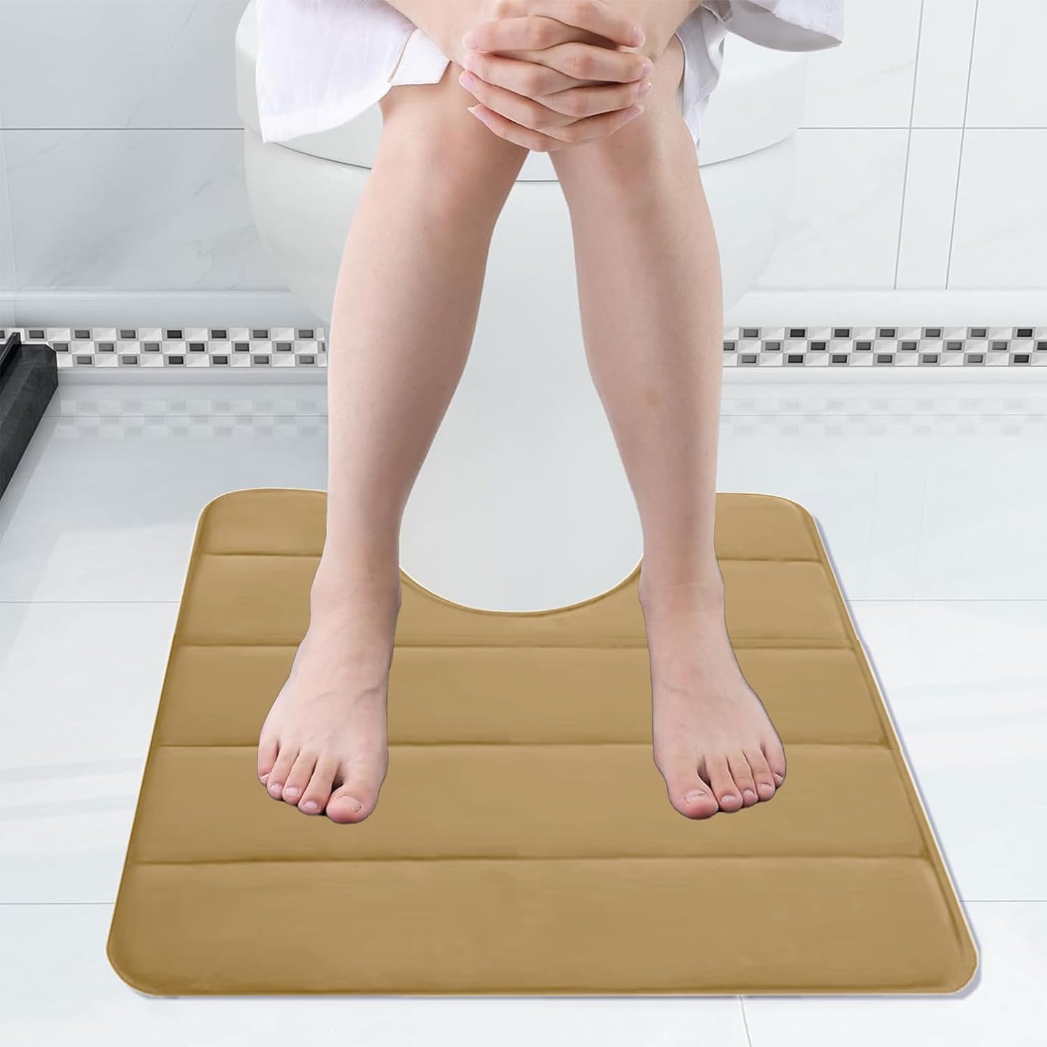 2024 Memory Foam Bath Mat U Shape Non-Slip 1