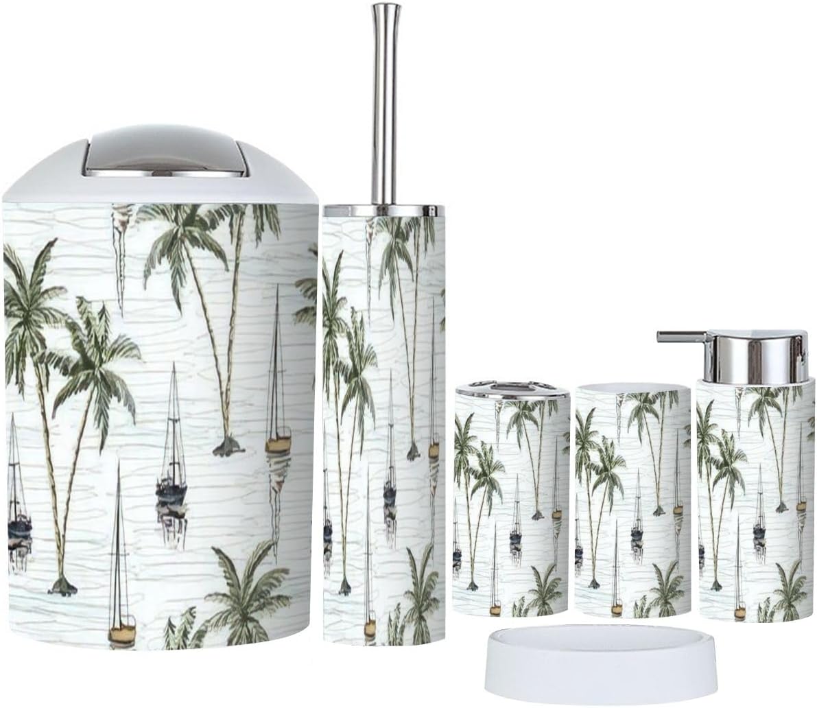 Coconut Palm Bathroom Accessory Set 6 Piece