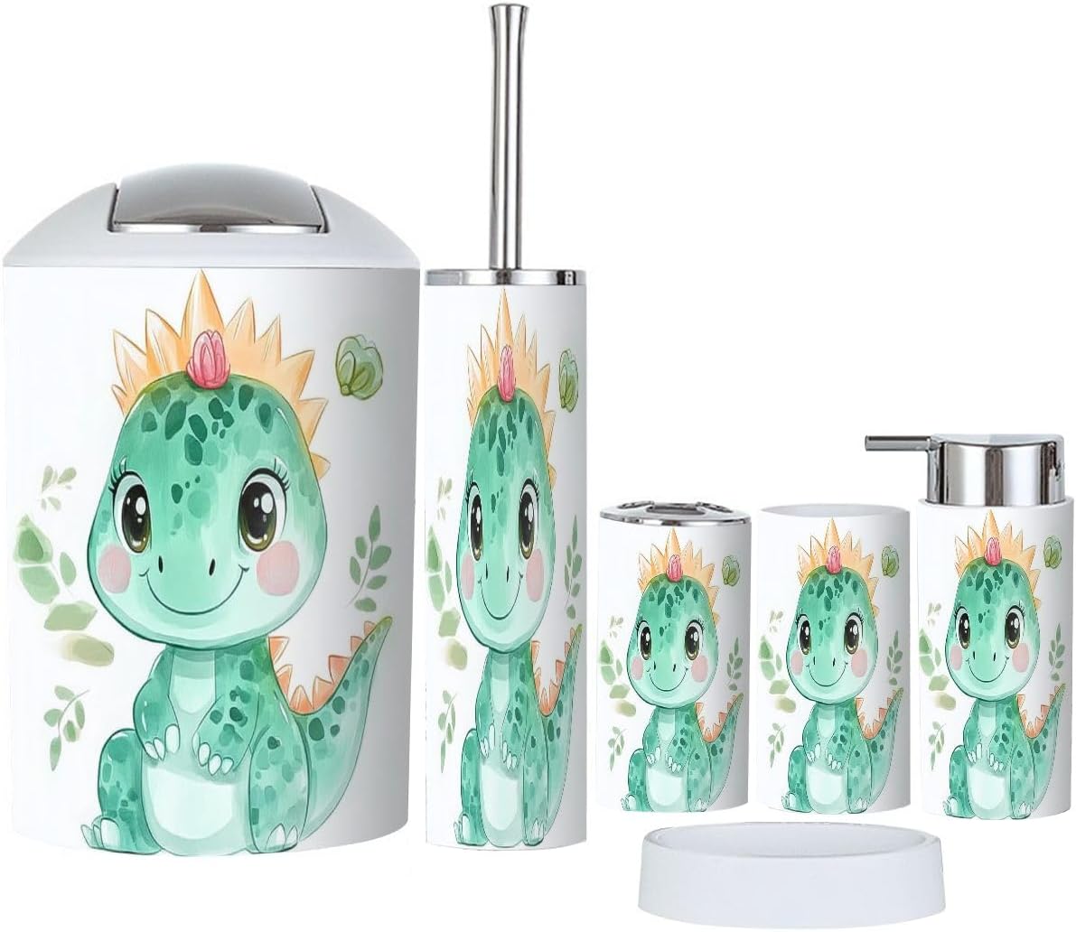 Boho Dinosaur Bathroom Accessory Set 6 Piece