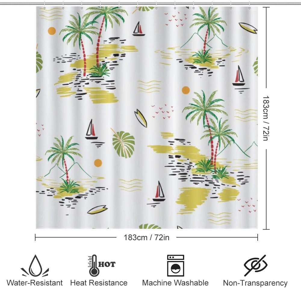 Kuizee 4-Piece Shower Curtain Set with Non-Slip Rugs 1