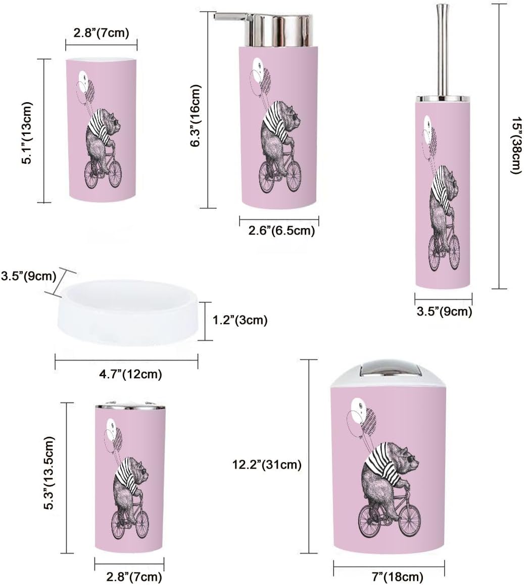6 Piece Cute Bear Bathroom Accessory Set 1