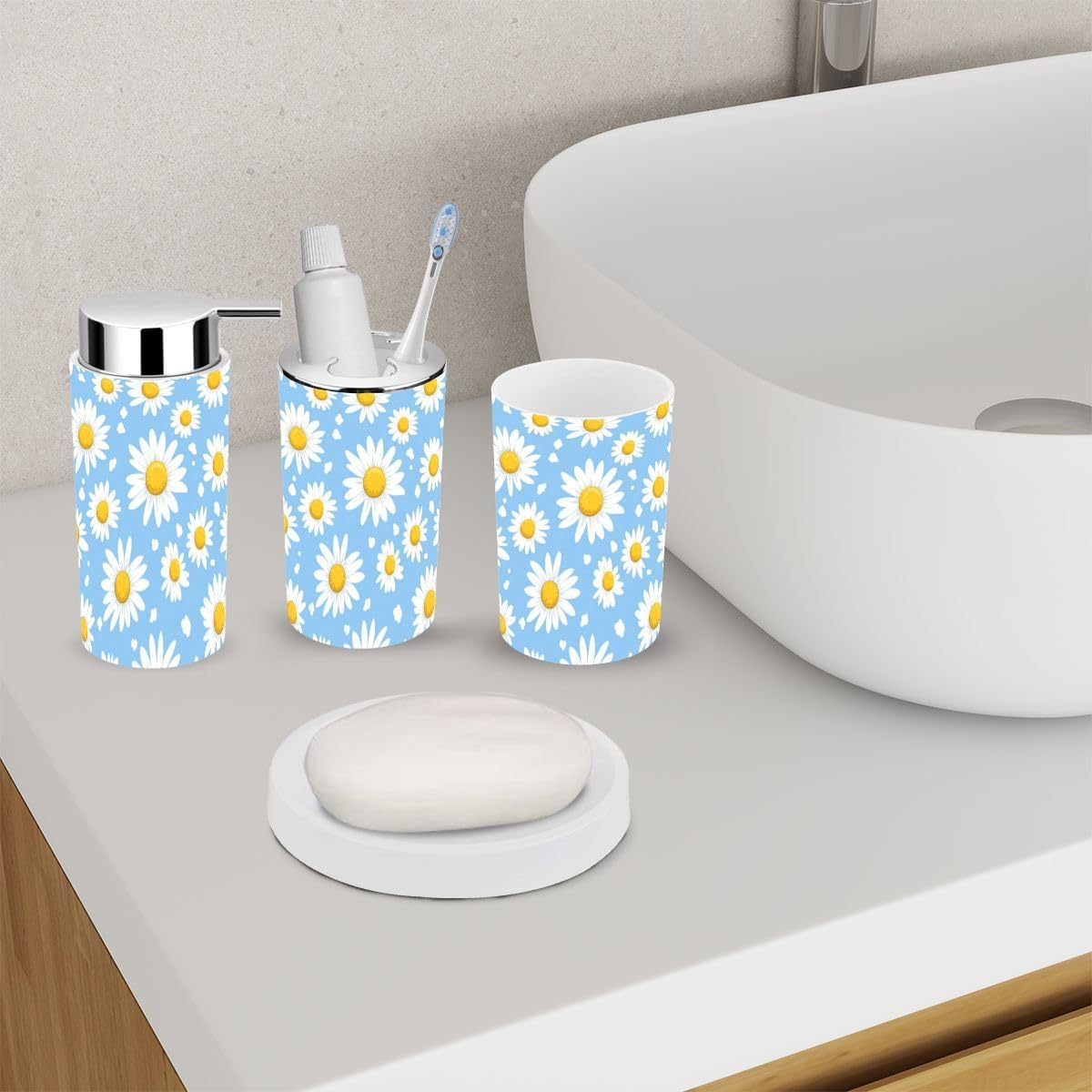 6 Piece Floral Bathroom Accessory Set 1