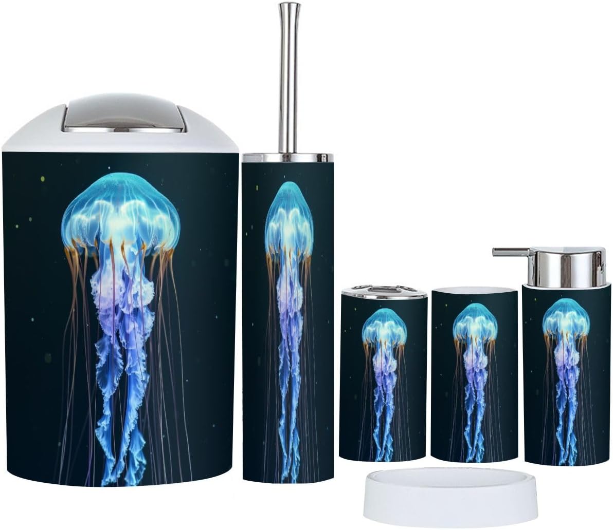 Cosmic Ocean Jellyfish Bathroom Accessory Set 6 Piece