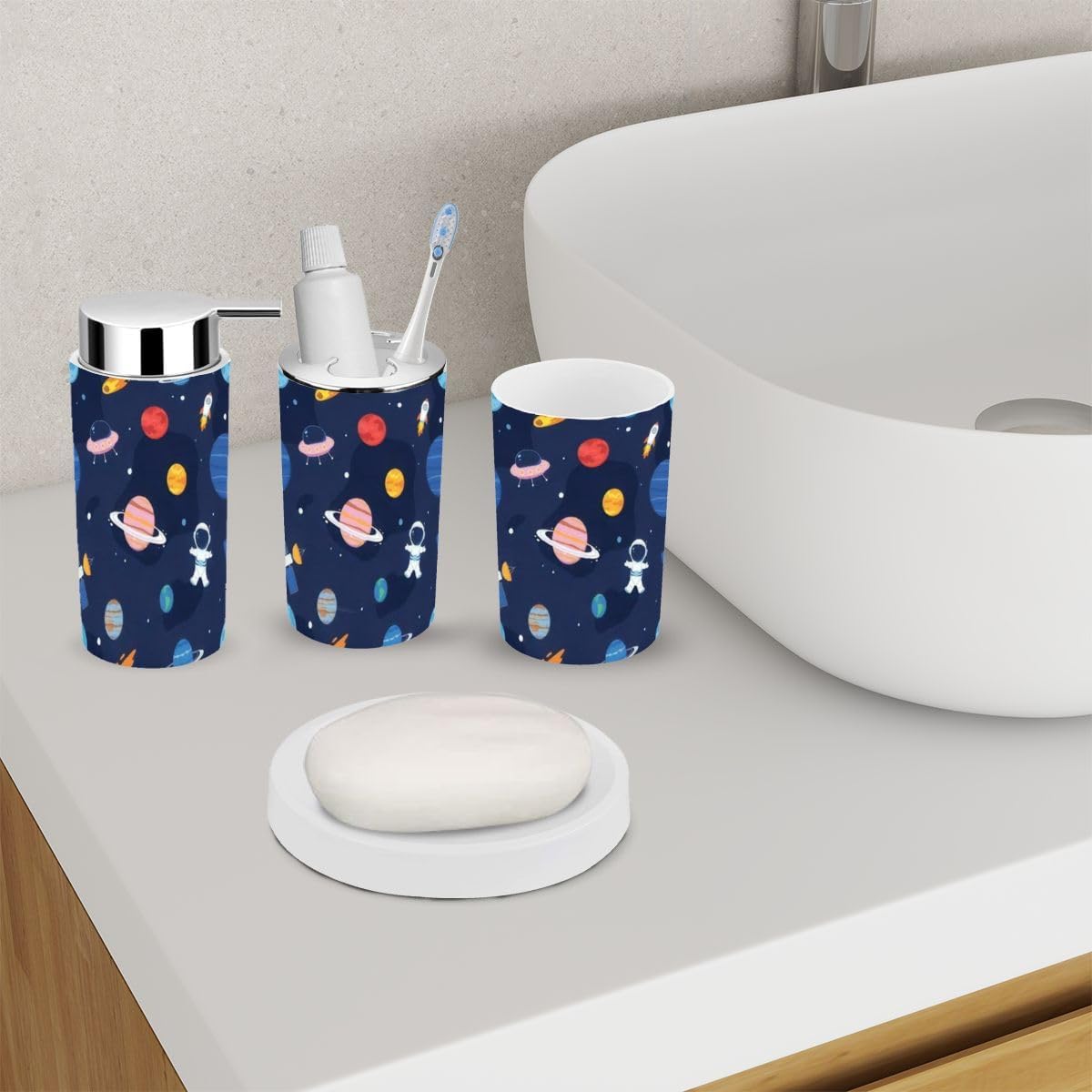 6 Piece Bathroom Accessory Set with Solar Design