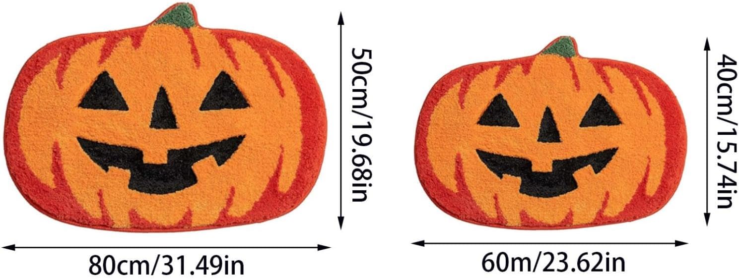 Halloween Pumpkin Bath Mat 24IN Non-Slip Orange