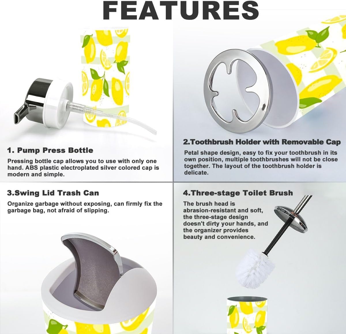 Fresh Yellow Bathroom Accessories Set 6 Piece