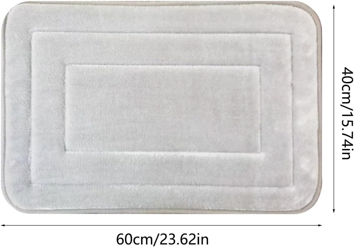 Memory Foam Bath Mat Rug 24x16 Inches Non-Slip Gray