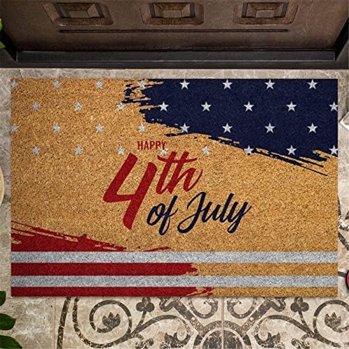 Patriotic Fourth of July Coir Doormat with Anti-Slip Design