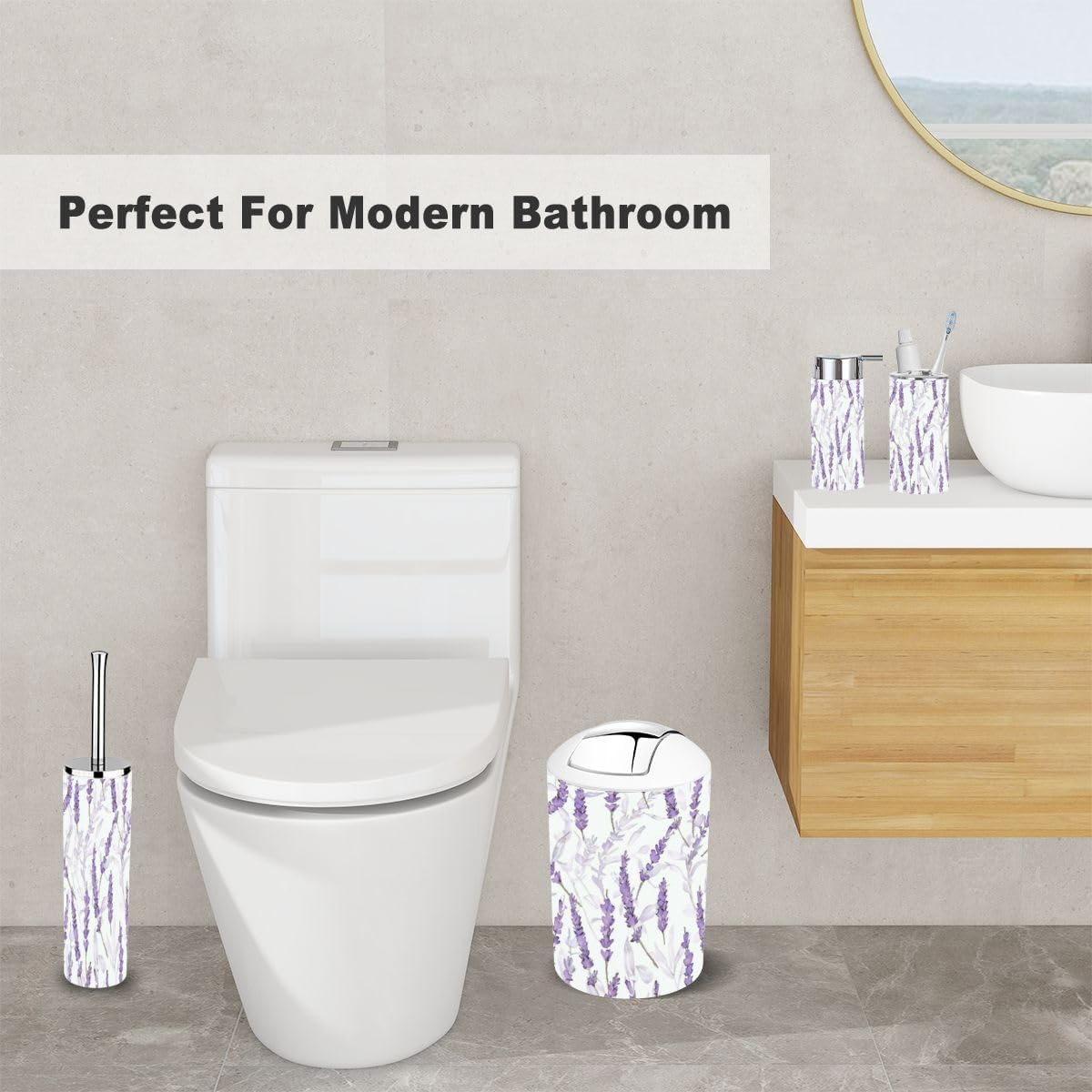 6 Piece Lavender Bathroom Accessory Set 1
