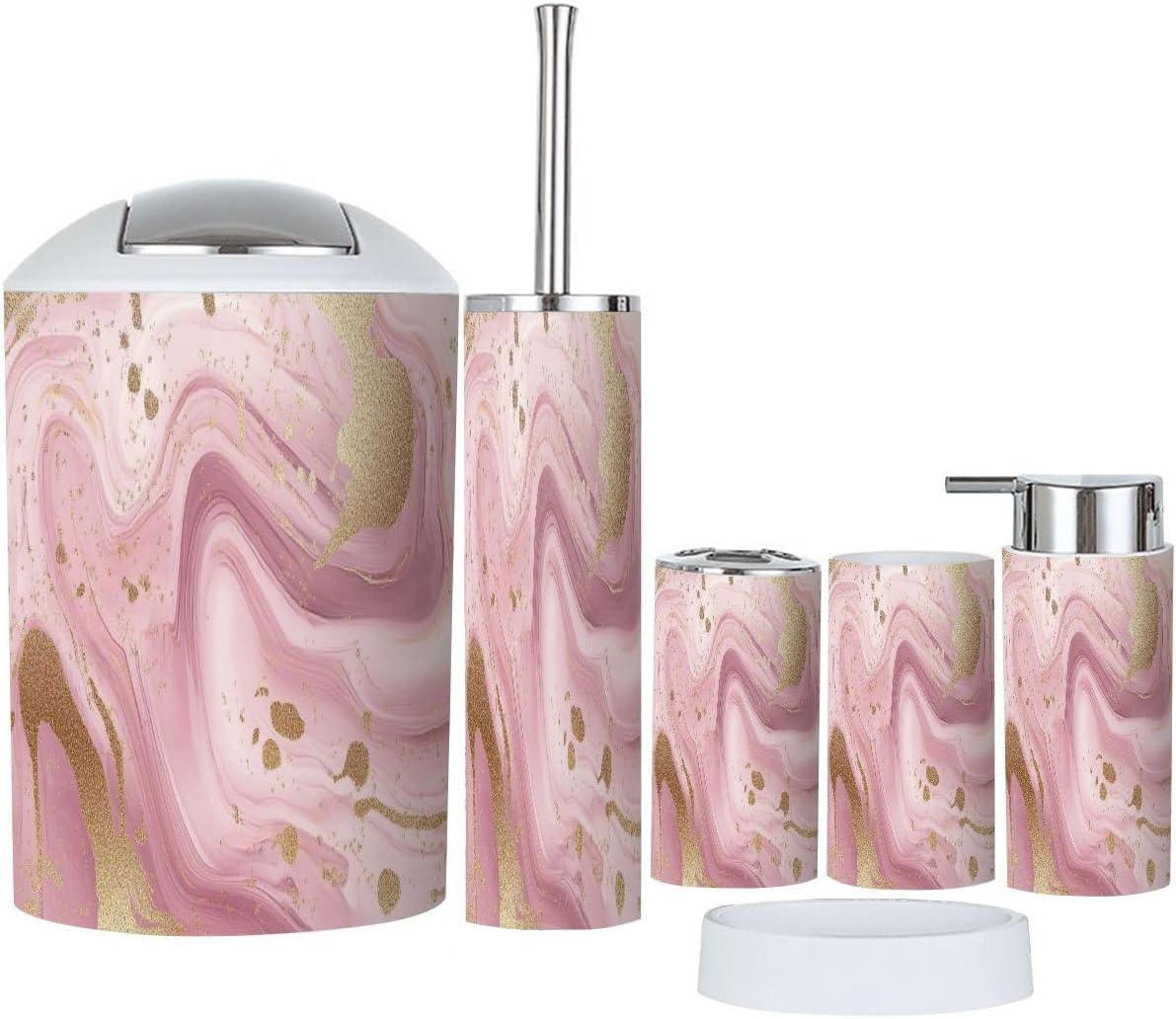 Boho Dusty Rose Bathroom Accessory Set 6 Piece 1