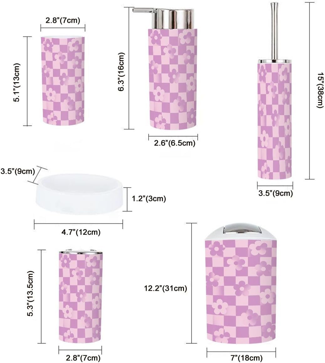 Boho Checkerboard Bathroom Accessory Set 6 Piece