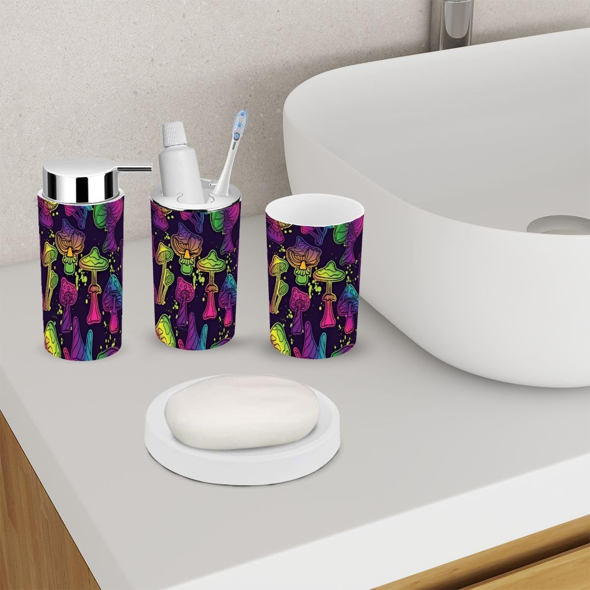 Magic Mushrooms Bathroom Accessory Set 6 Piece