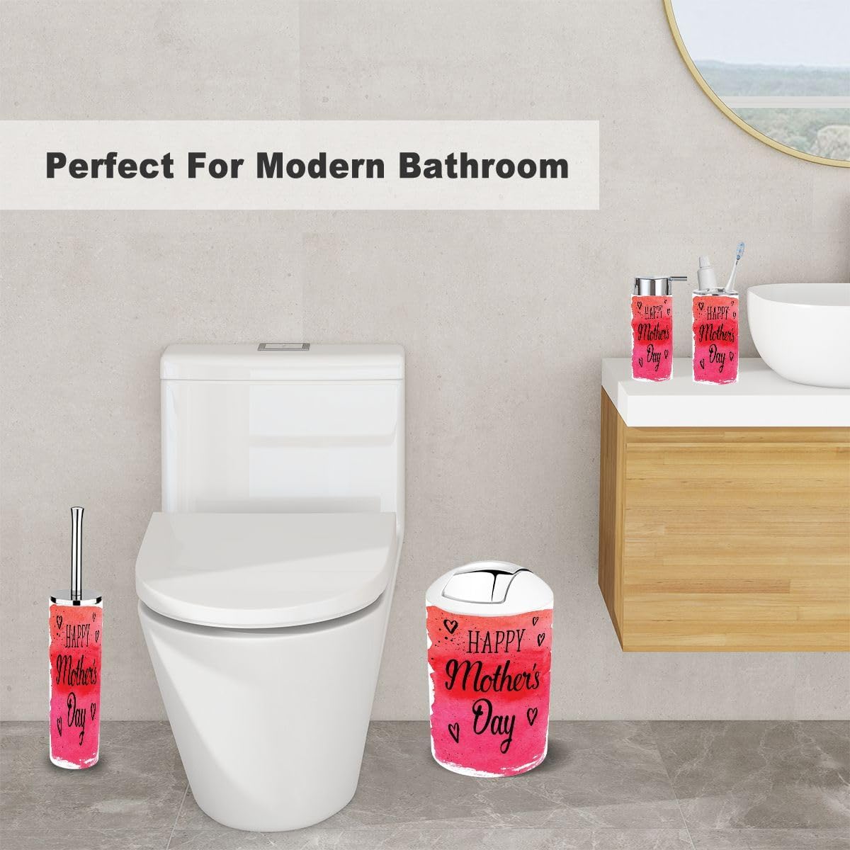 Happy Mothers Day 6 Piece Bathroom Accessory Set