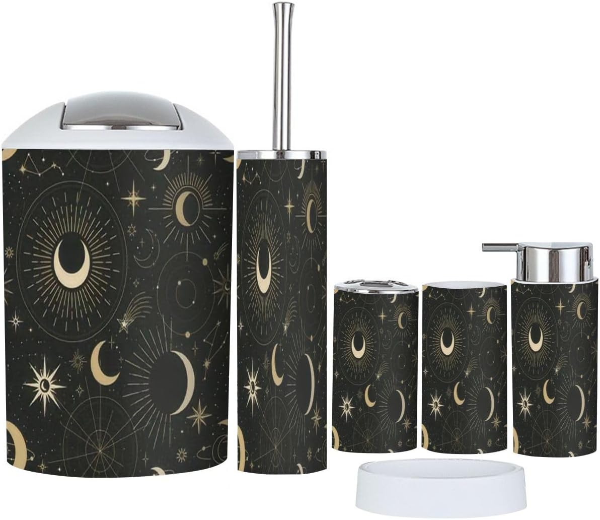 Magic Sun Constellations Bathroom Accessory Set 6 Piece