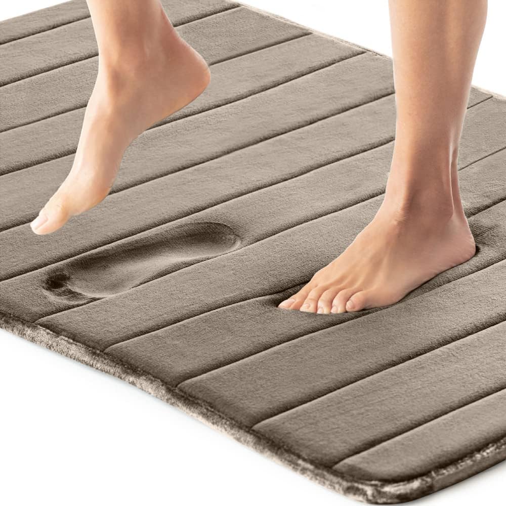 Gorilla Grip Memory Foam Bath Rug 36x24 Taupe