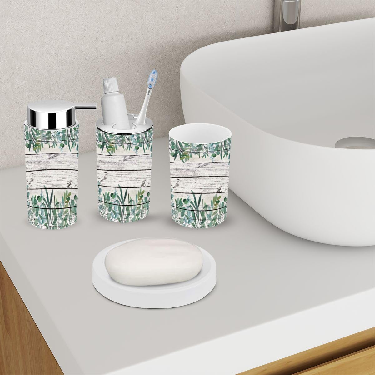 Bathroom Accessory Set 6 Piece Botanical Decor