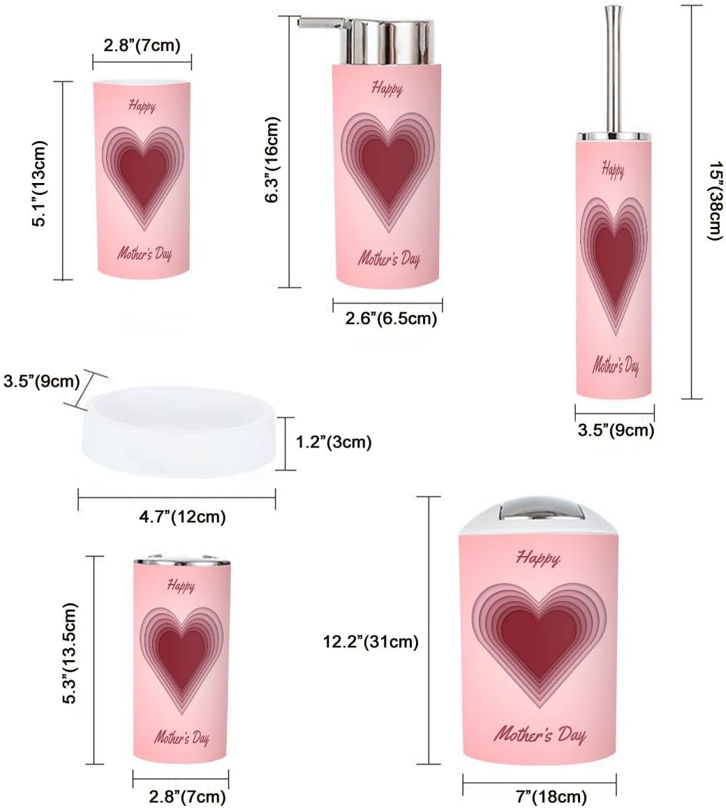 6 Piece Bathroom Accessory Set with Heart Design 1
