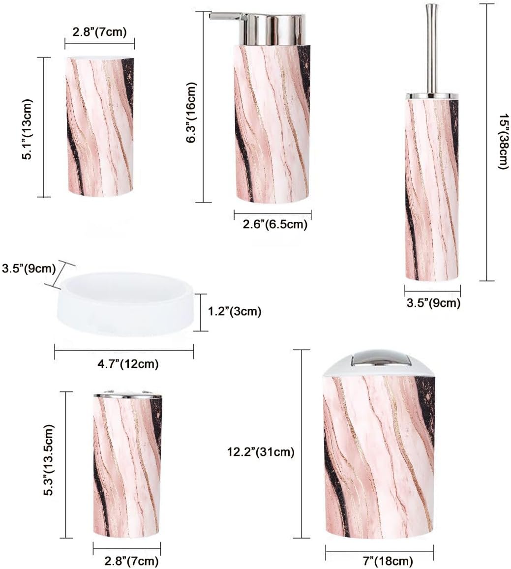 Boho Marble Style Bathroom Accessory Set 6 Piece