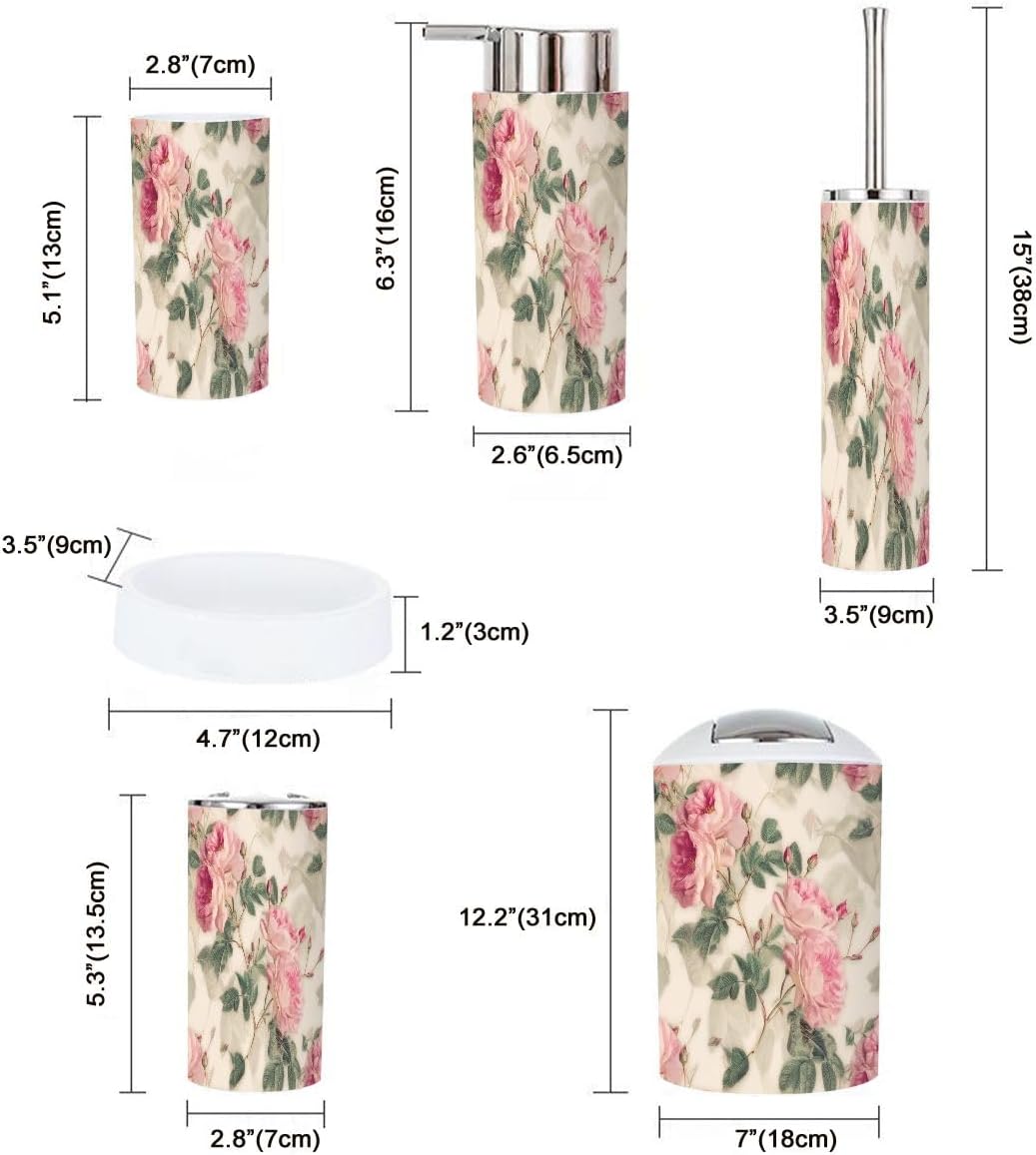 Boho Roses Bathroom Accessory Set 6 Piece 1