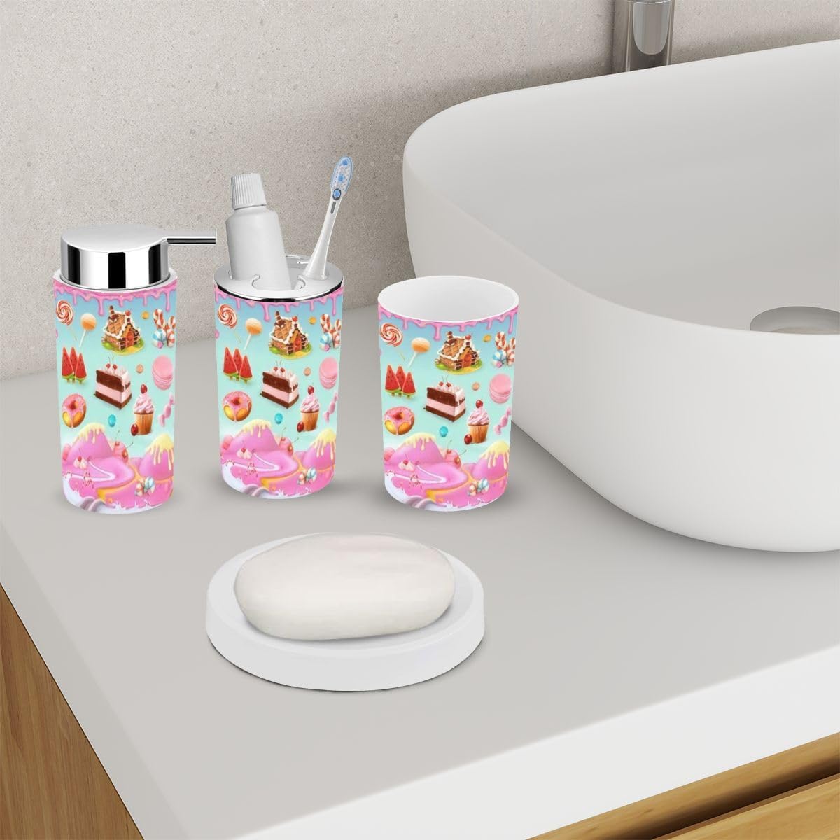 Bathroom Accessory Set 6 Piece Plastic