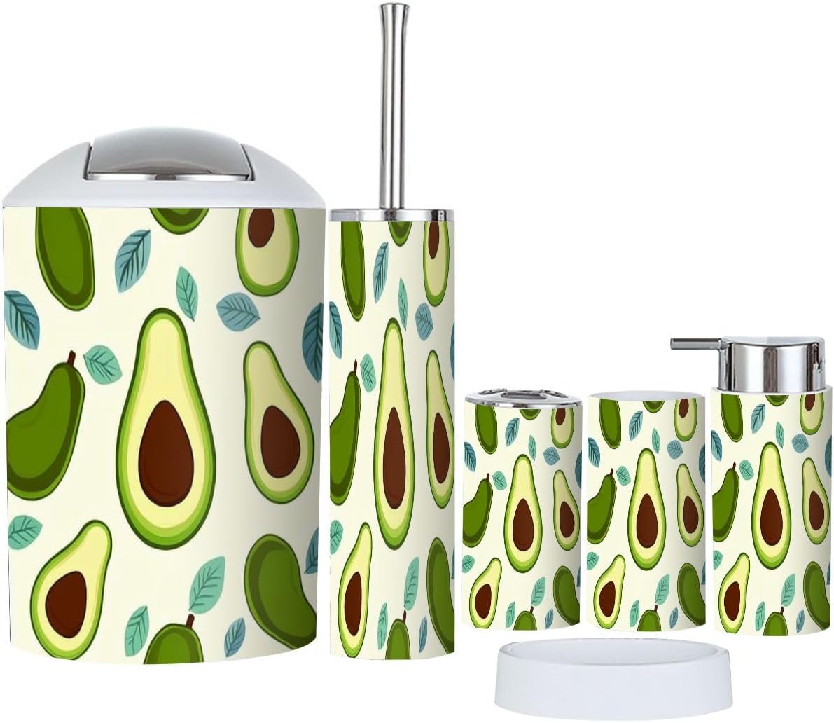 Boho Avocado Bathroom Accessory Set 6 Piece 1