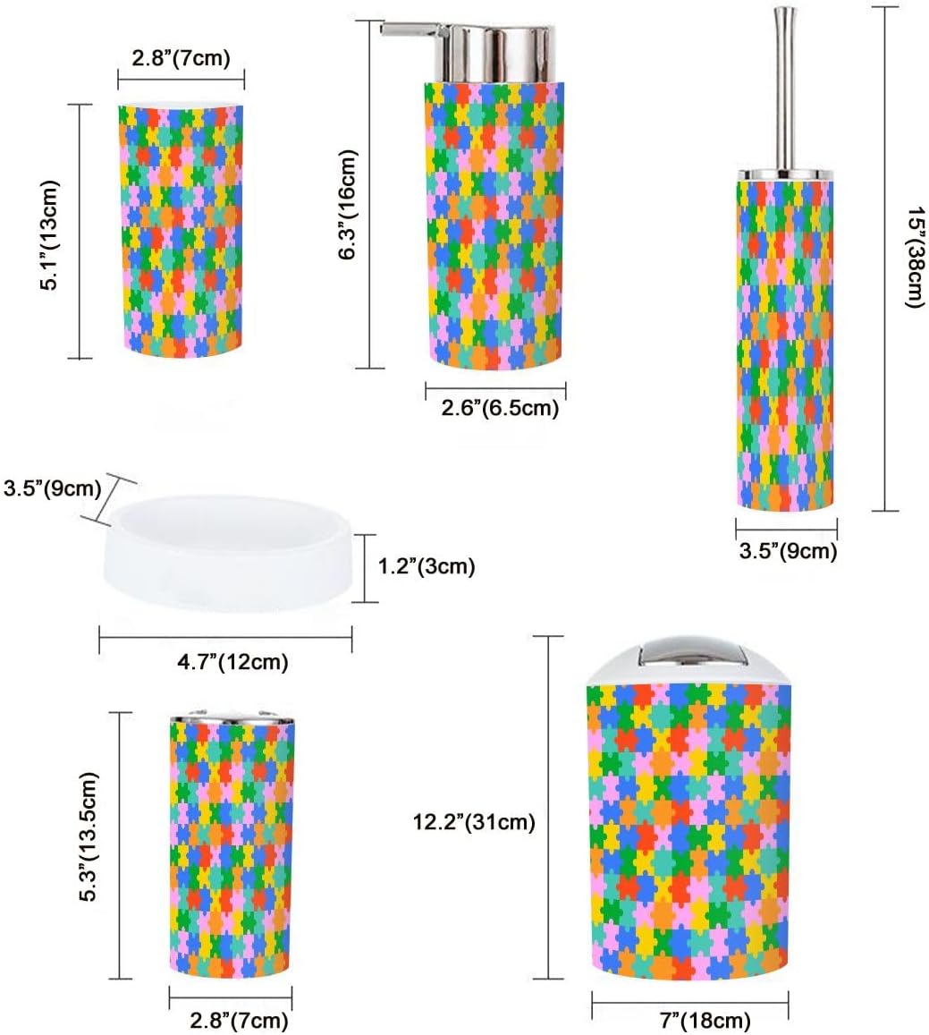 Colorful 6-Piece Bathroom Accessory Set
