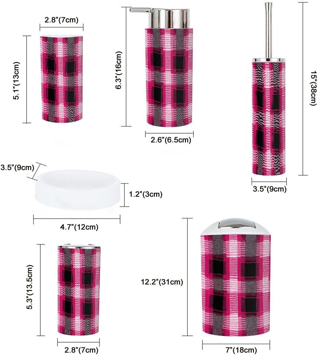 TRANQDEHOM 6-Piece Boho Pink Bathroom Accessory Set