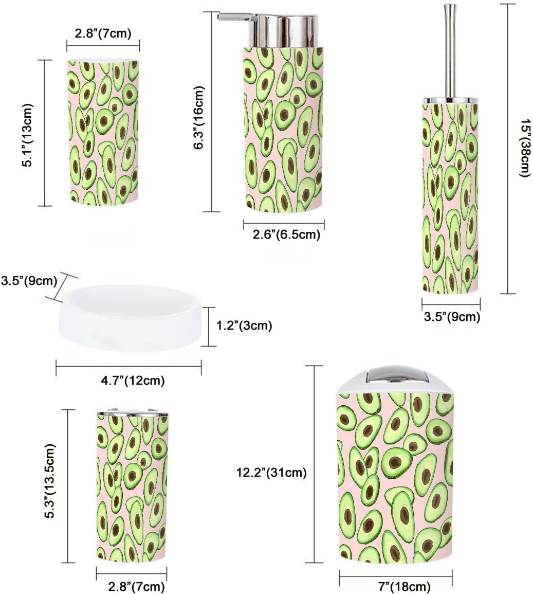 Boho Avocado Bathroom Accessories Set 6 Piece