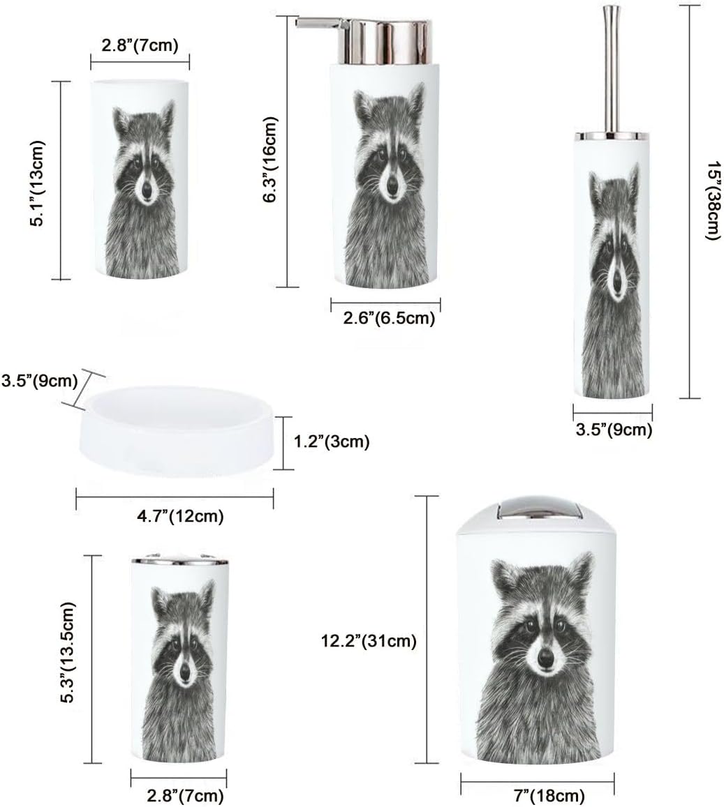 Cute Bathroom Accessory Set 6 Piece