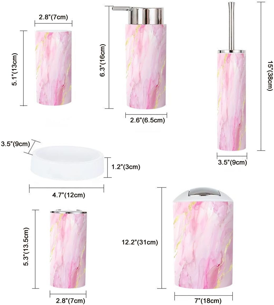 Boho Blush Pink Bathroom Accessory Set 6 Piece 1