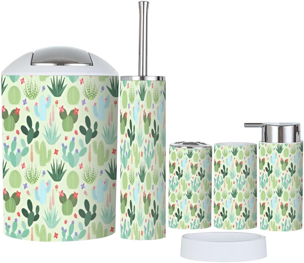 Bathroom Accessory Set 6 Piece Cactus Boho Decor