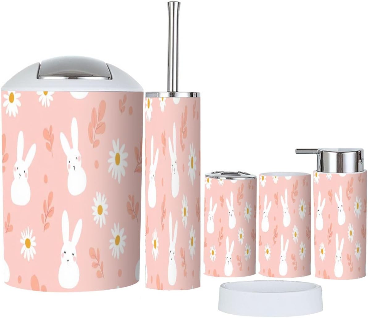 TRANQDEHOM 6-Piece Boho Bathroom Accessory Set 1