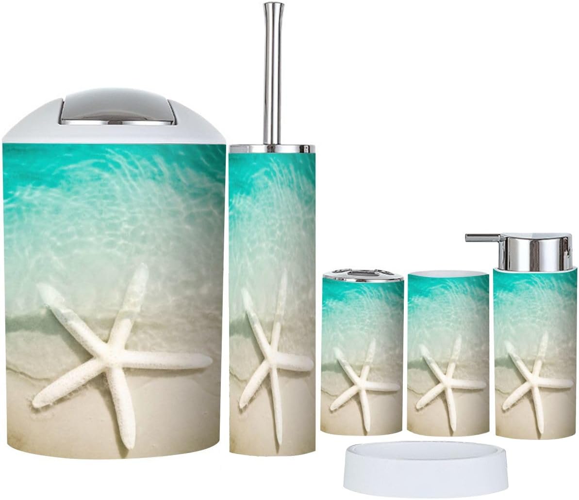 6 Piece Starfish Bathroom Accessory Set