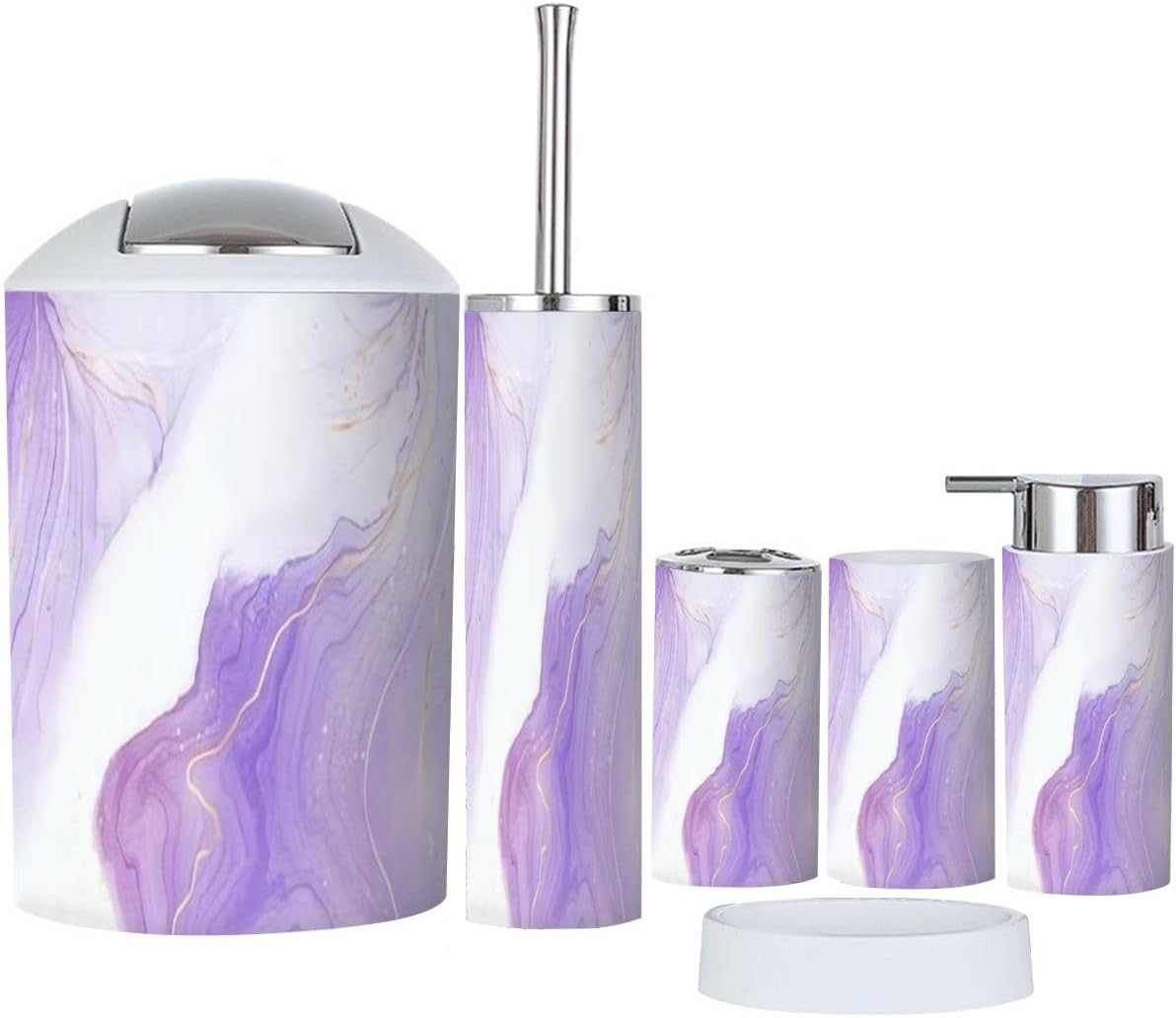 Bathroom Accessory Set 6 Piece Purple Lavender