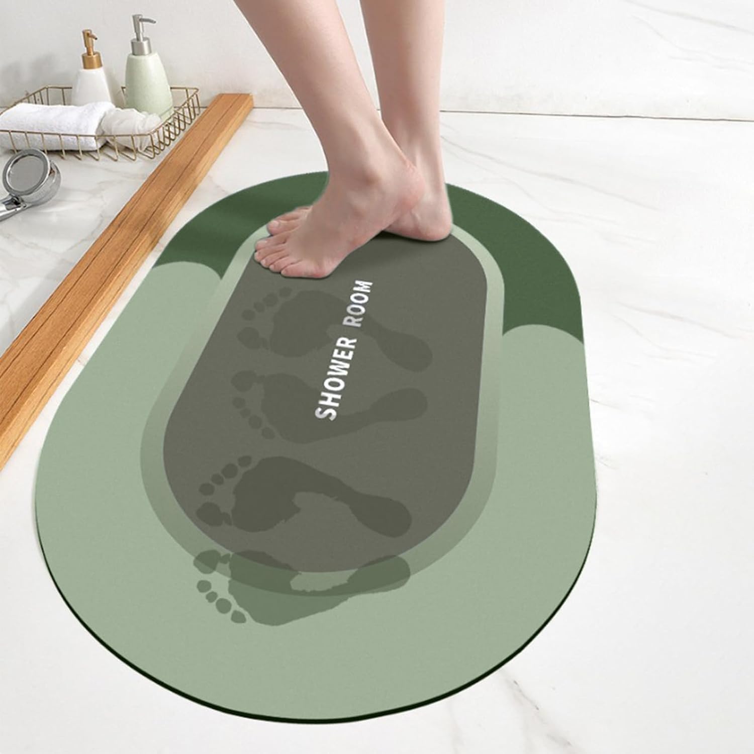 Xihbxyly Bath Rug Quick Dry Non Slip Washable Green