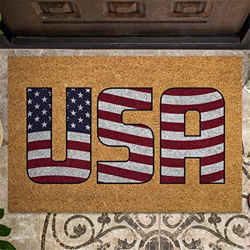 Patriotic Fourth of July Coir Doormat with Anti-Slip Design