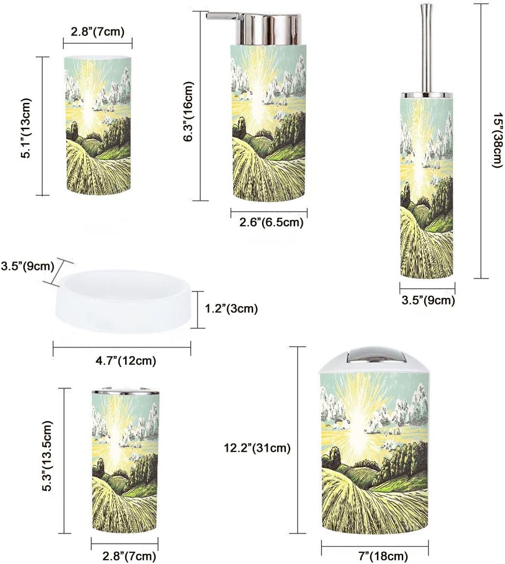 TRANQDEHOM Bathroom 6 Piece Boho Trash Can Set