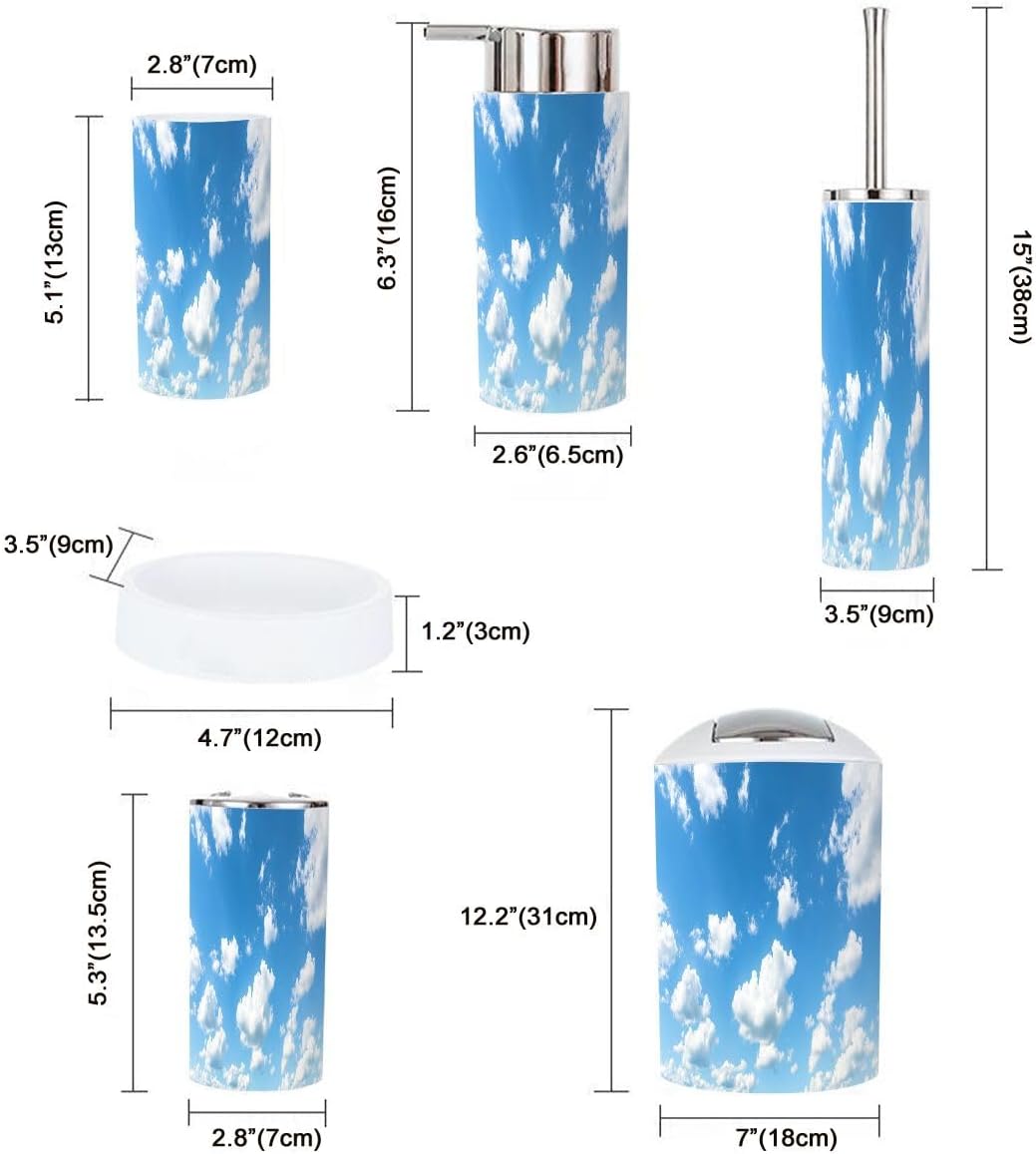 Boho Blue Sky 6-Piece Bathroom Accessory Set 1