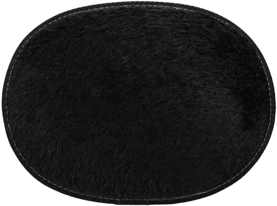 Oval Bath Mat 12x16In Soft Shaggy Chenille Rug Non-Slip Quick Drying Black