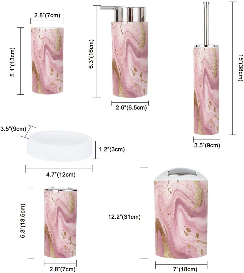 Boho Dusty Rose Bathroom Accessory Set 6 Piece 1